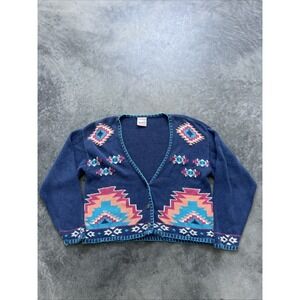 Vintage Nuovo Aztec Granma Cardigan Sweater Size Small
